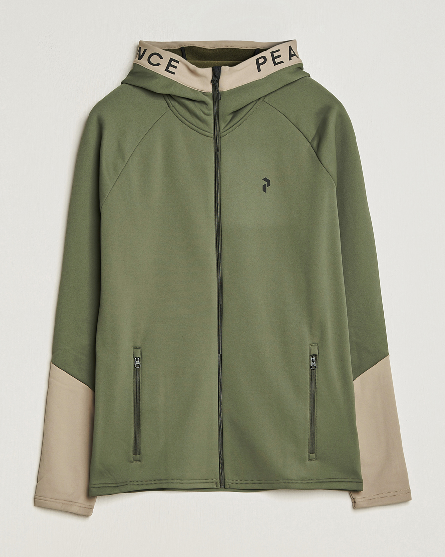 Uomini | Maglieria | Peak Performance | Rider Hooded Full Zip Pine Needle/Avid Beige