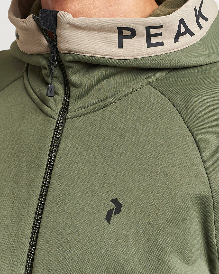 Uomini | Maglieria | Peak Performance | Rider Hooded Full Zip Pine Needle/Avid Beige