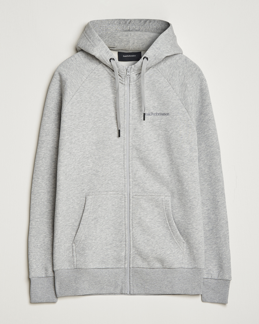 Uomini | Maglieria | Peak Performance | Original Logo Full Zip Hoodie Grey Melange