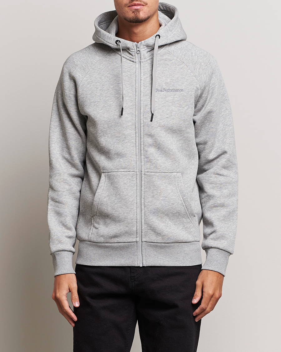 Uomini | Maglieria | Peak Performance | Original Logo Full Zip Hoodie Grey Melange