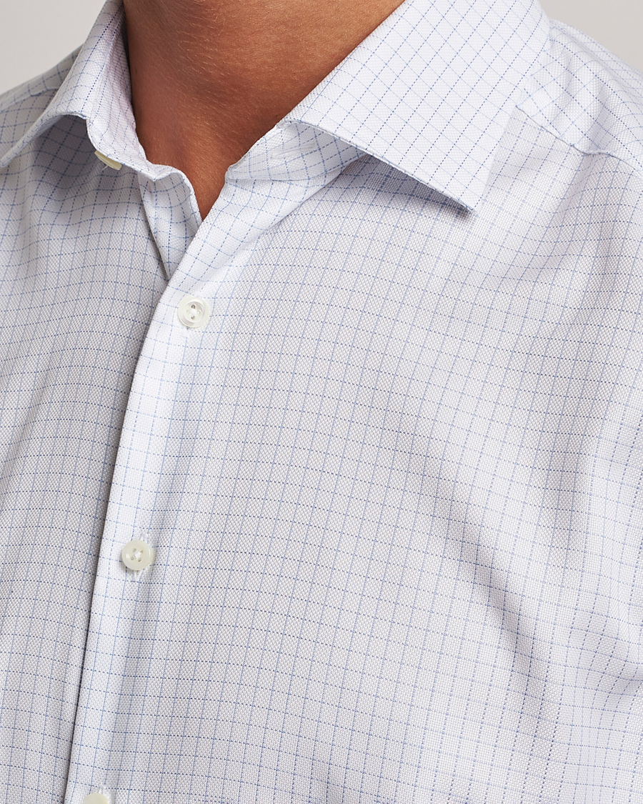 Uomini | Camicie | Stenströms | Slimline Thin Check Cut Away Shirt White