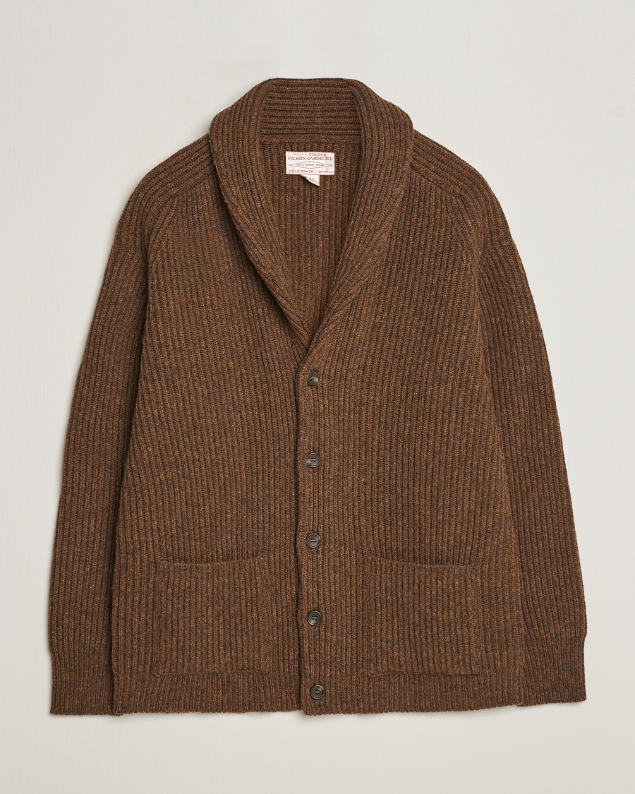 Uomini | Maglieria | Filson | Bristol Wool Cardigan Brown Heather