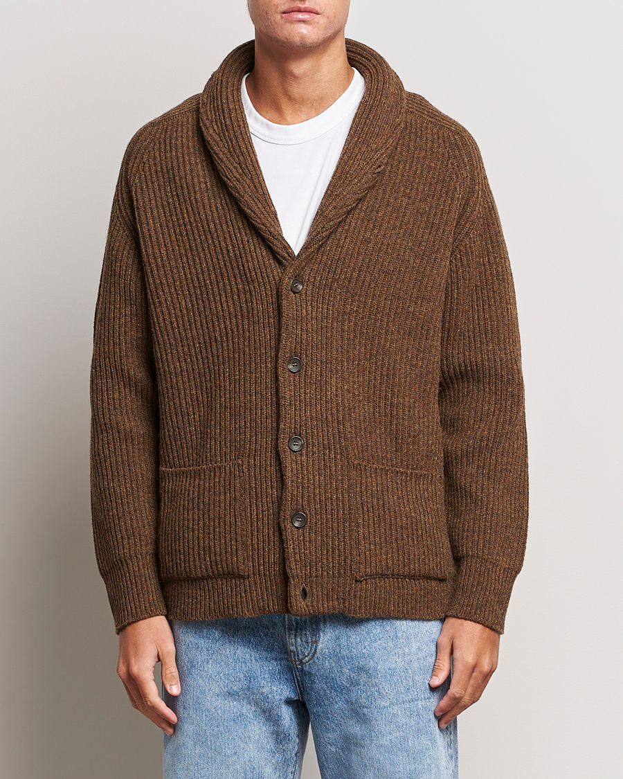 Uomini | Maglieria | Filson | Bristol Wool Cardigan Brown Heather