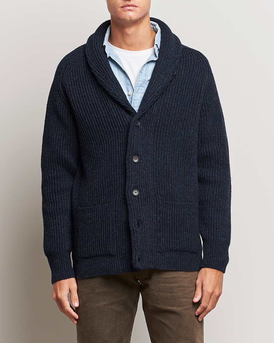 Uomini | Maglieria | Filson | Bristol Wool Cardigan Dark Navy Heather