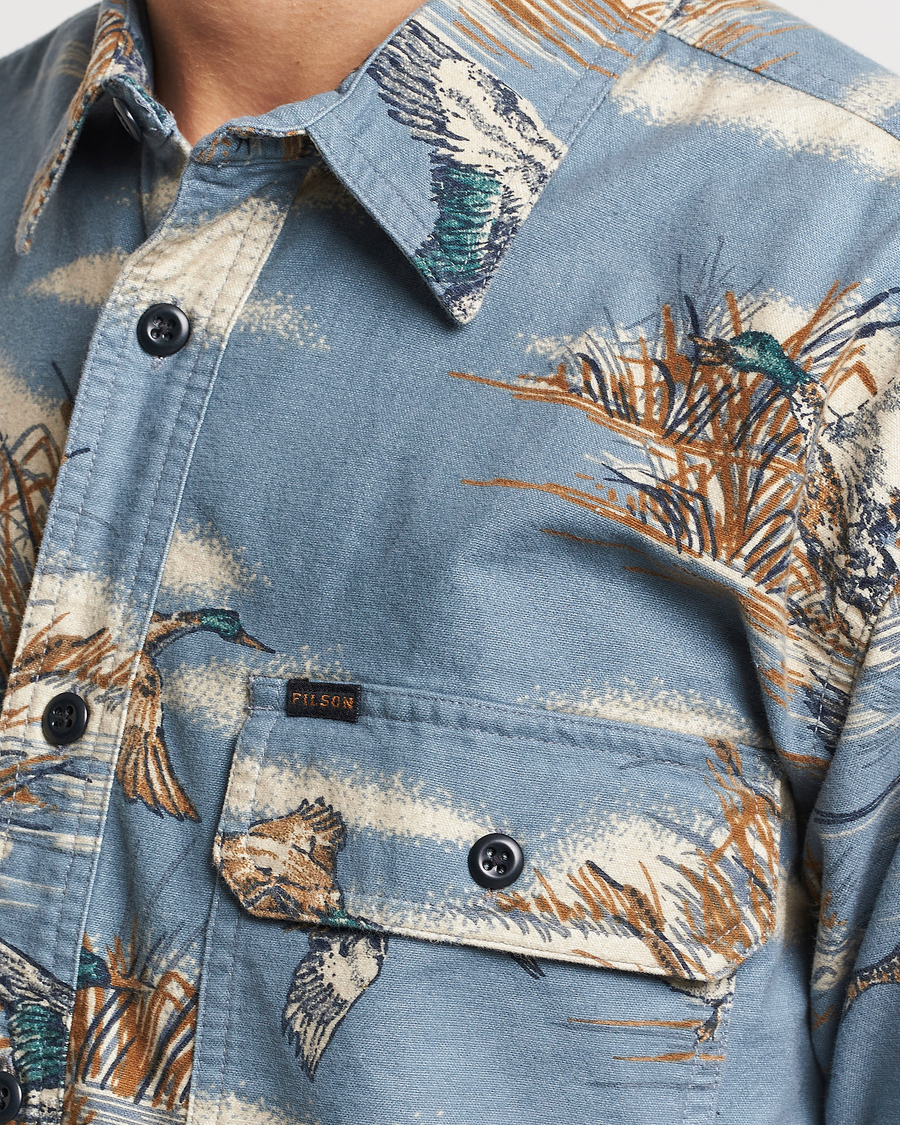 Uomini | Camicie | Filson | Field Flannel Shirt Marsh Scenic/Blue