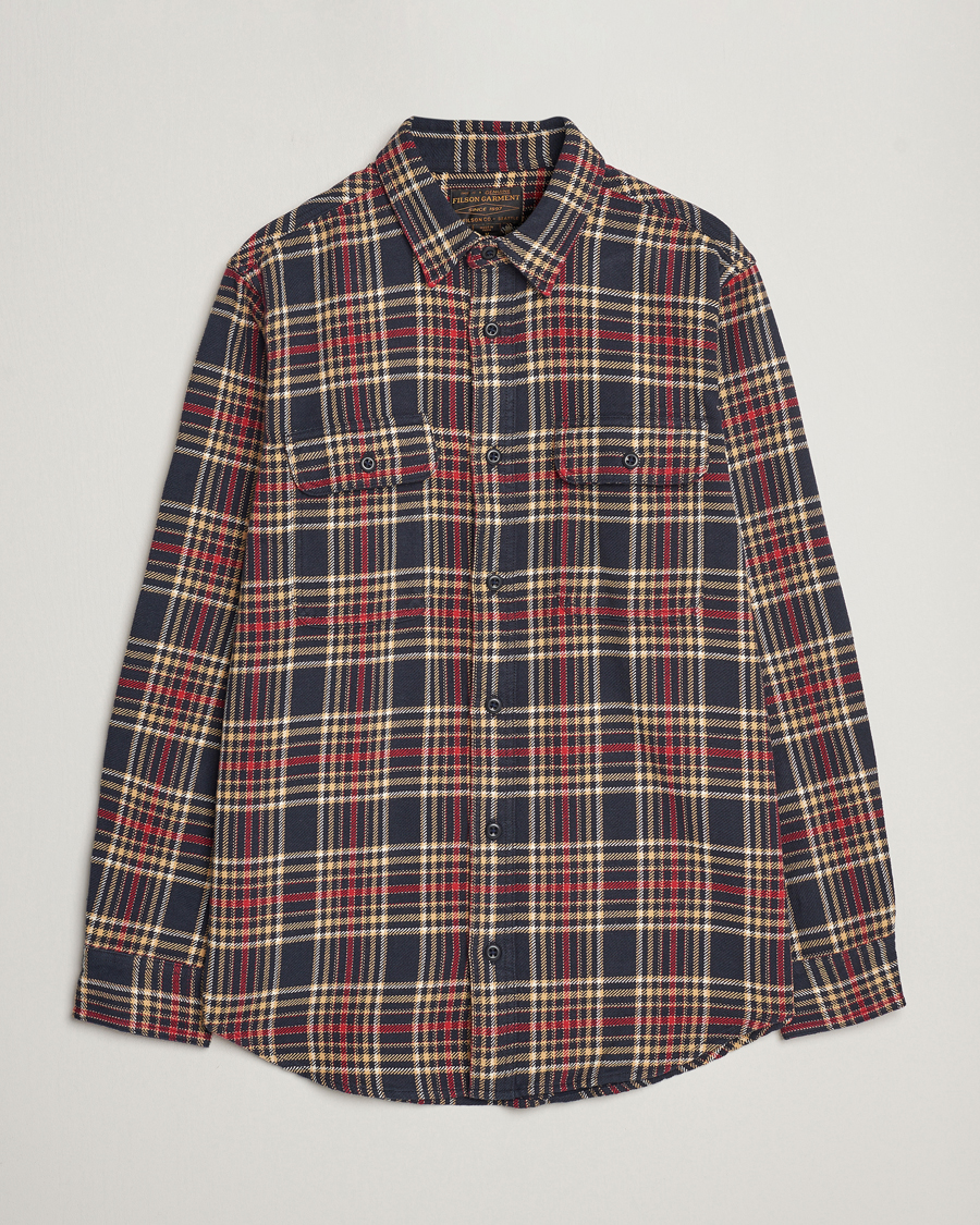 Uomini | Camicie | Filson | Vintage Flannel Work Shirt Navy/Ivory Red
