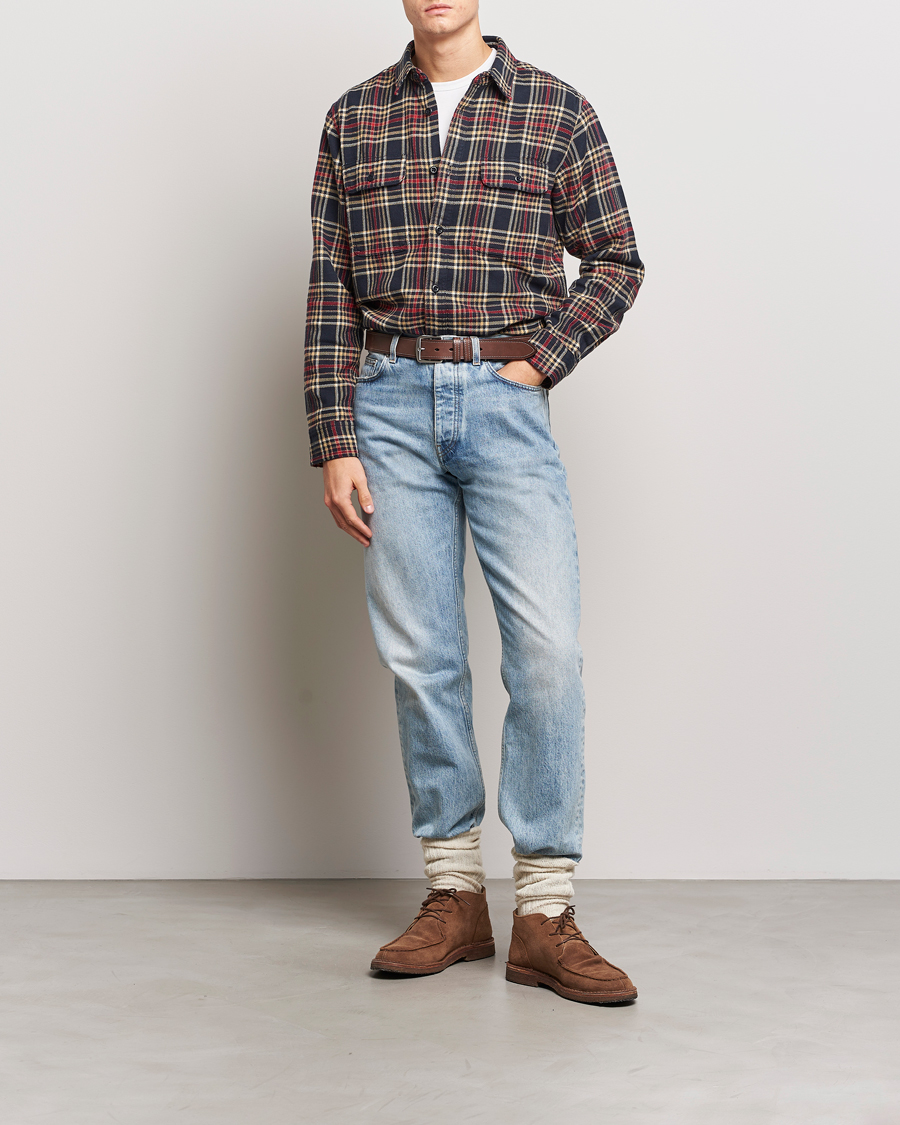 Uomini | Camicie | Filson | Vintage Flannel Work Shirt Navy/Ivory Red