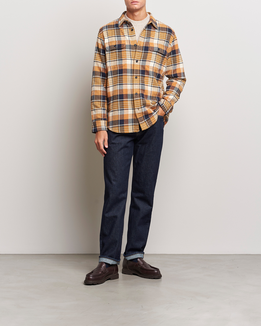 Uomini | Camicie | Filson | Vintage Flannel Work Shirt Navy/Cumin Red