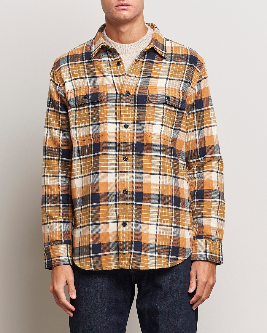 Uomini | Camicie | Filson | Vintage Flannel Work Shirt Navy/Cumin Red
