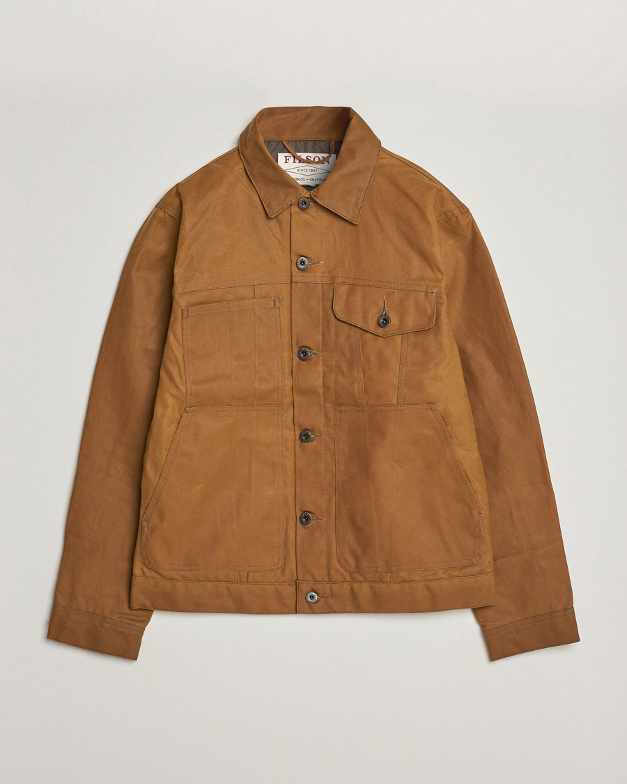 Uomini | Giacche | Filson | Short Lined Tin Cloth Cruiser Dark Tan