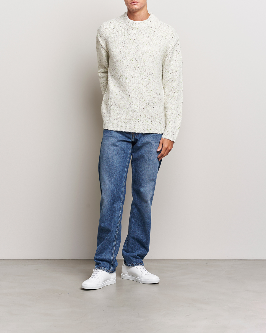 Uomini | Maglieria | Samsøe Samsøe | Samsøe & Samsøe Max Heavy Knitted Crew Neck White Neps