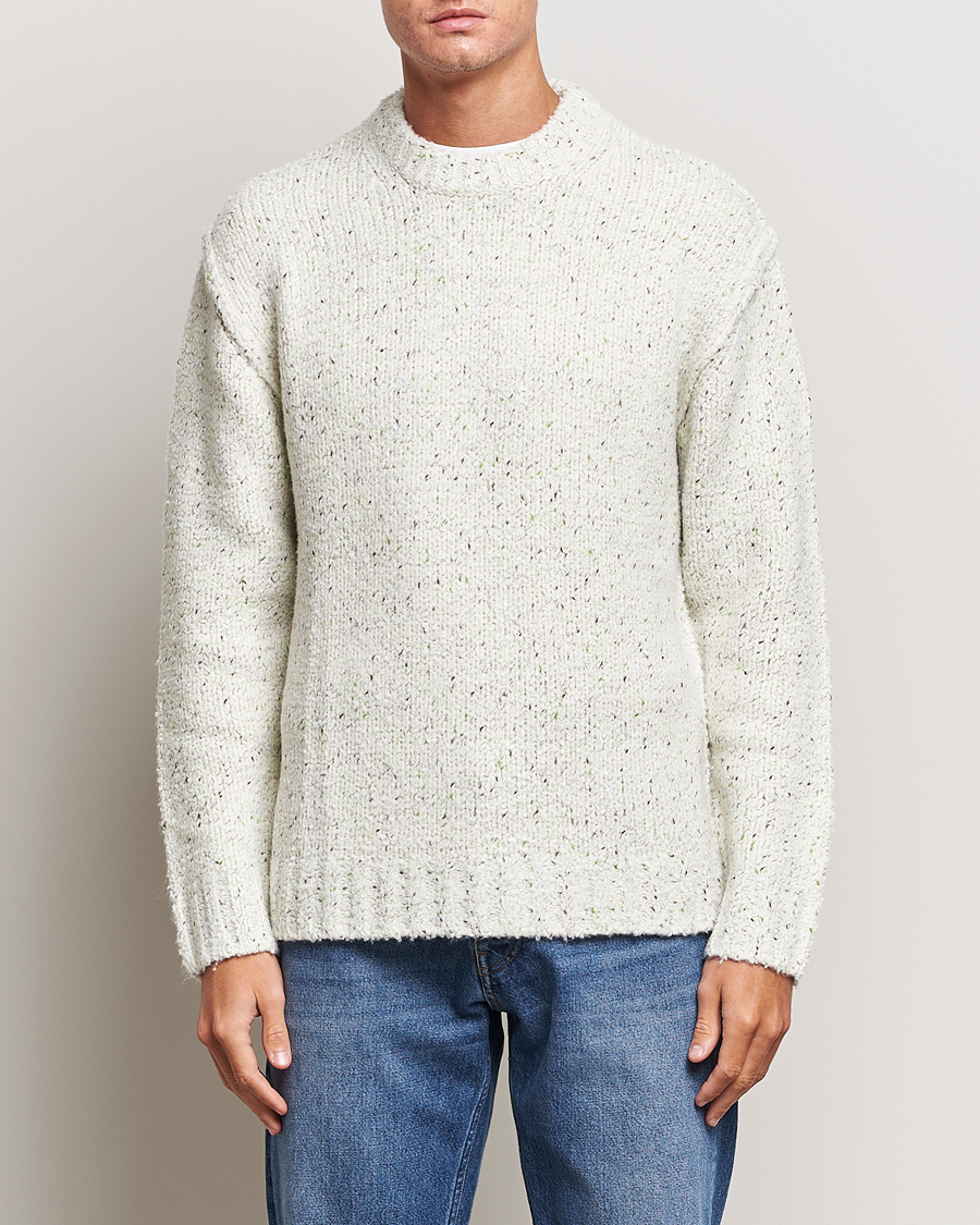 Uomini | Maglieria | Samsøe Samsøe | Samsøe & Samsøe Max Heavy Knitted Crew Neck White Neps
