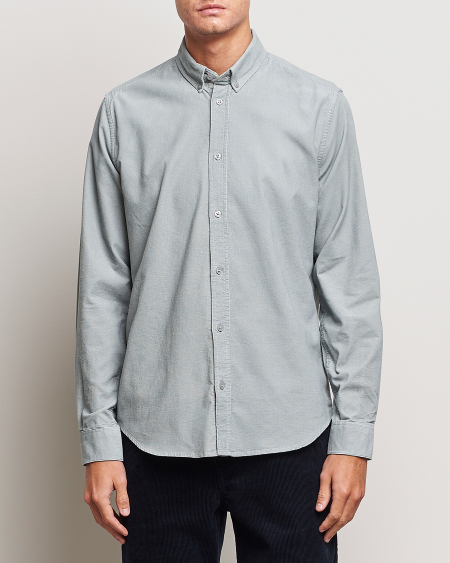 Uomini | Camicie | Samsøe Samsøe | Samsøe & Samsøe Liam Baby Cord Shirt High Rise Grey