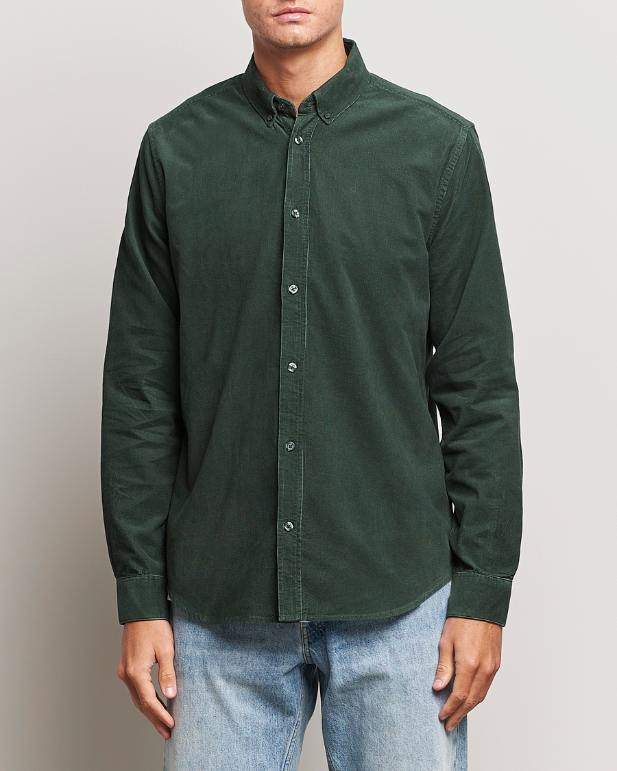 Uomini | Camicie | Samsøe Samsøe | Samsøe & Samsøe Liam Baby Cord Shirt Garden Topiary