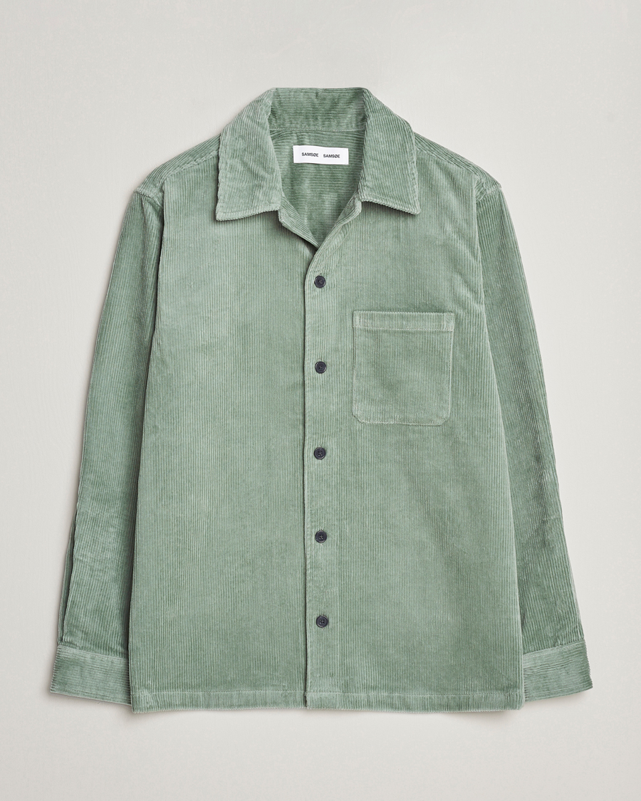 Uomini | Camicie | Samsøe Samsøe | Samsøe & Samsøe Damon Corduroy Overshirt Iceberg Green