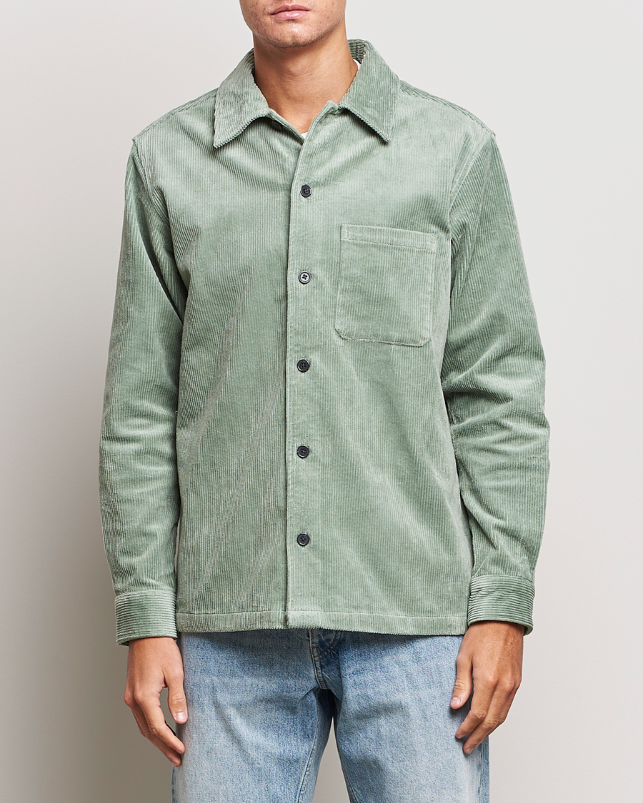Uomini | Camicie | Samsøe Samsøe | Samsøe & Samsøe Damon Corduroy Overshirt Iceberg Green