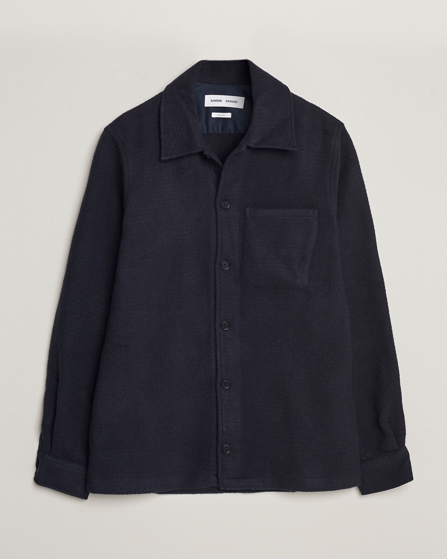 Uomini | Camicie | Samsøe Samsøe | Samsøe & Samsøe Taka Waffle Knitted Overshirt Salute Navy