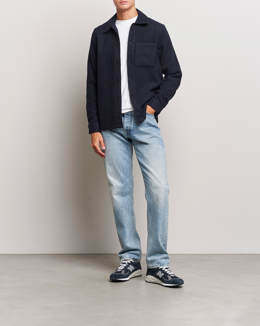 Uomini | Camicie | Samsøe Samsøe | Samsøe & Samsøe Taka Waffle Knitted Overshirt Salute Navy