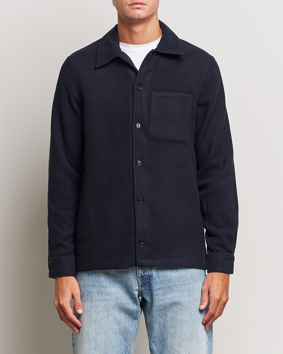 Uomini | Camicie | Samsøe Samsøe | Samsøe & Samsøe Taka Waffle Knitted Overshirt Salute Navy