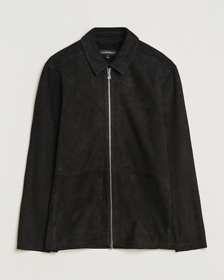 Uomini | Giacche | J.Lindeberg | Jonah Suede Zip Overshirt Black