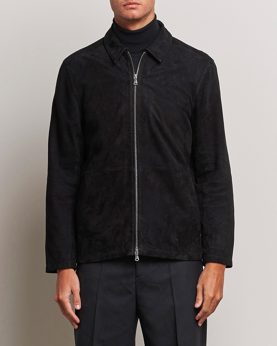Uomini | Giacche | J.Lindeberg | Jonah Suede Zip Overshirt Black
