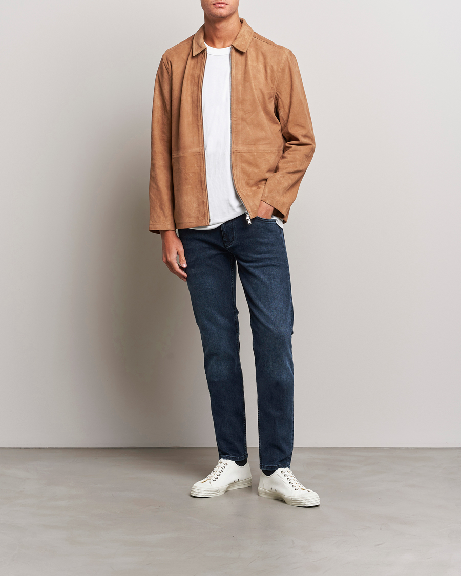 Uomini | Giacche | J.Lindeberg | Jonah Suede Zip Overshirt Chipmunk