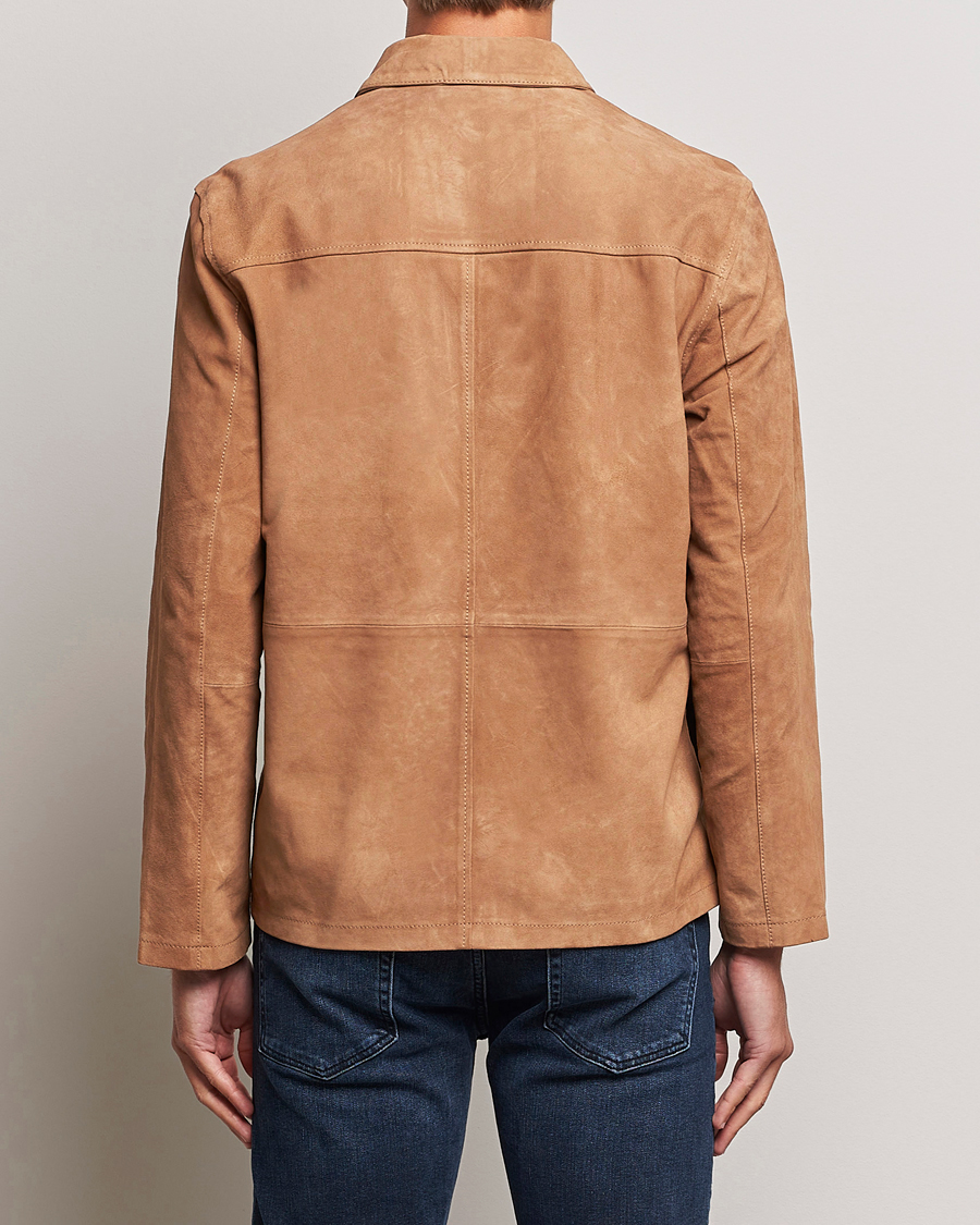 Uomini | Giacche | J.Lindeberg | Jonah Suede Zip Overshirt Chipmunk