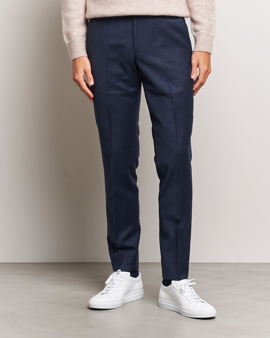 Uomini | Pantaloni | J.Lindeberg | Grant Stretch Flannel Trousers Navy