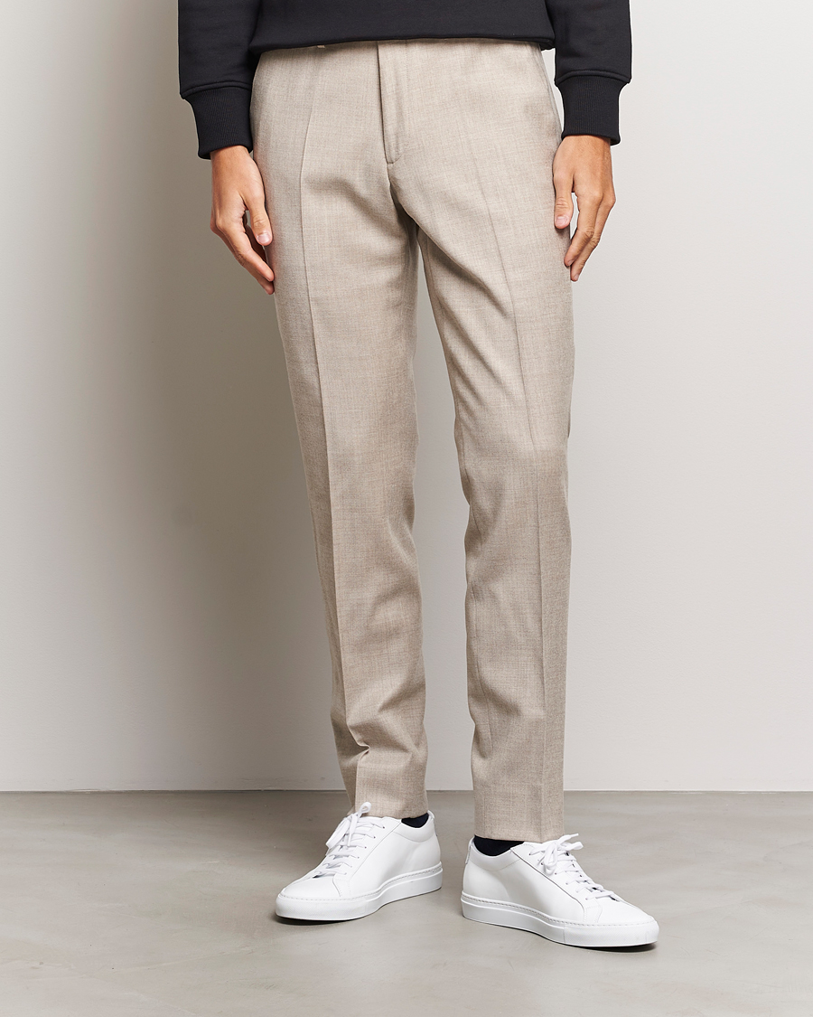 Uomini | Pantaloni | J.Lindeberg | Grant Stretch Flannel Trousers Oyster Grey