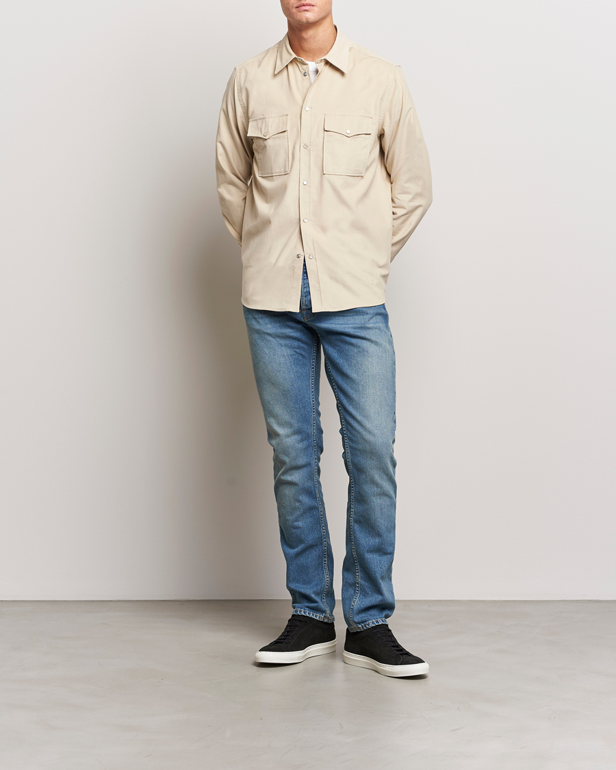 Uomini | Camicie | J.Lindeberg | Carlos Reg Cord Shirt Oyster Grey