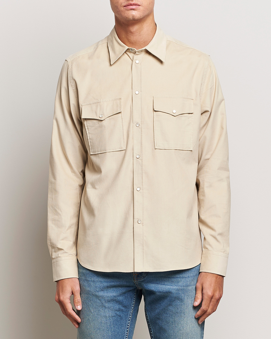 Uomini | Camicie | J.Lindeberg | Carlos Reg Cord Shirt Oyster Grey
