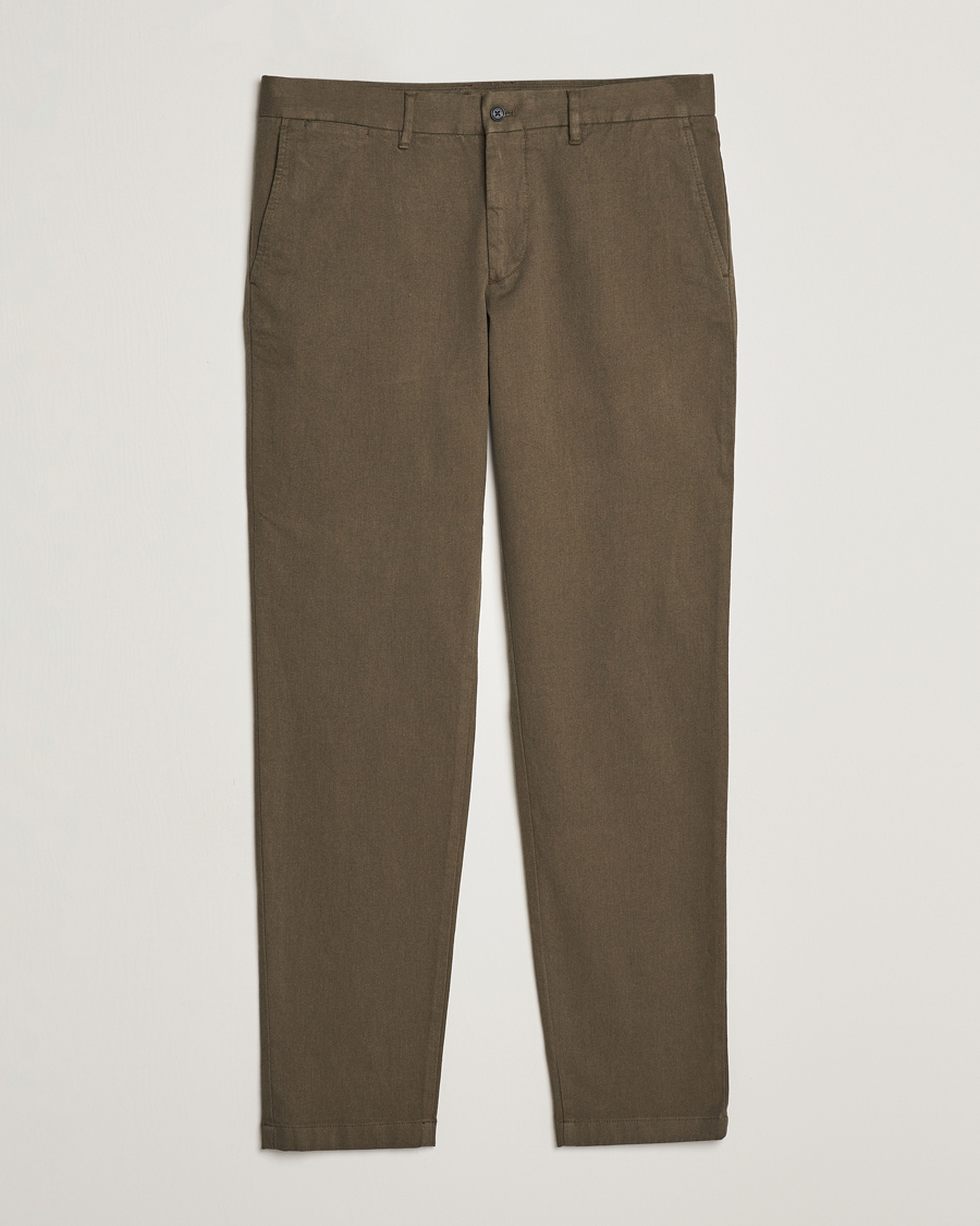 Uomini | Pantaloni | J.Lindeberg | Chaze Flannel Twill Pants Forest Green