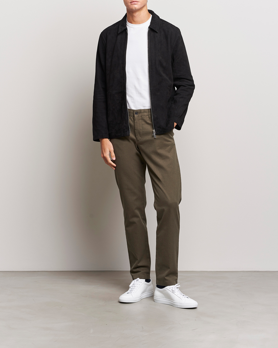 Uomini | Pantaloni | J.Lindeberg | Chaze Flannel Twill Pants Forest Green