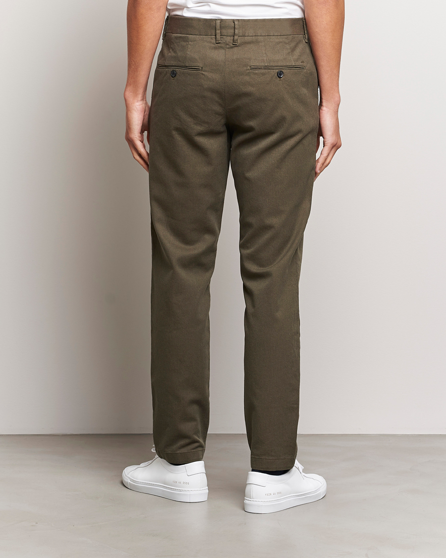 Uomini | Pantaloni | J.Lindeberg | Chaze Flannel Twill Pants Forest Green