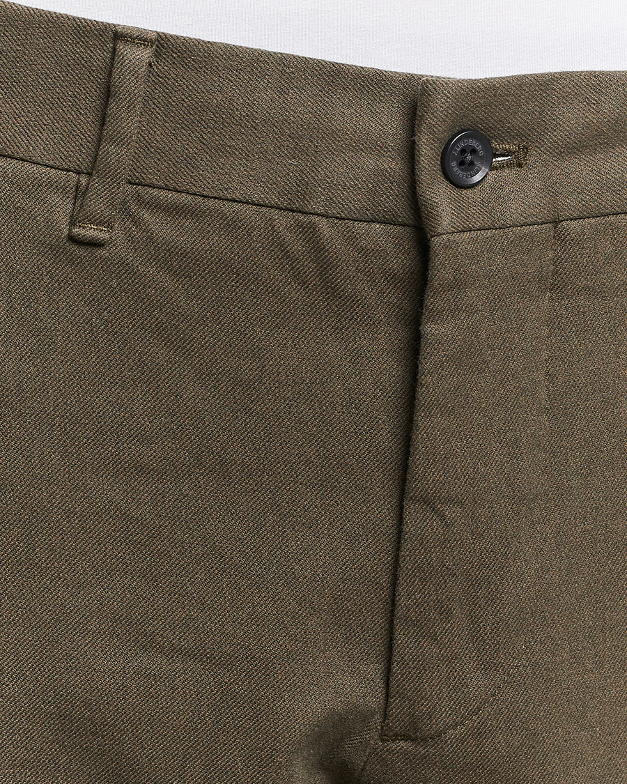Uomini | Pantaloni | J.Lindeberg | Chaze Flannel Twill Pants Forest Green