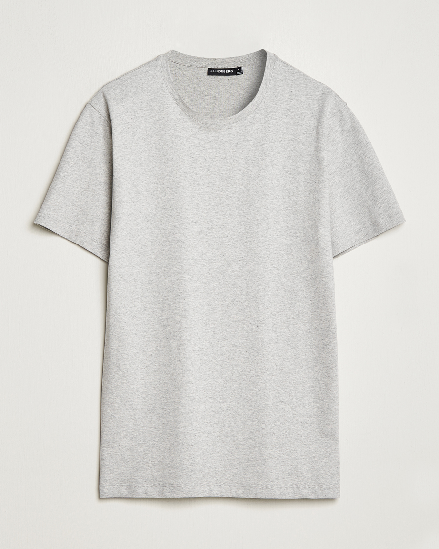Uomini | T-shirt | J.Lindeberg | Sid Cotton Crew Neck Tee Light Grey Mel