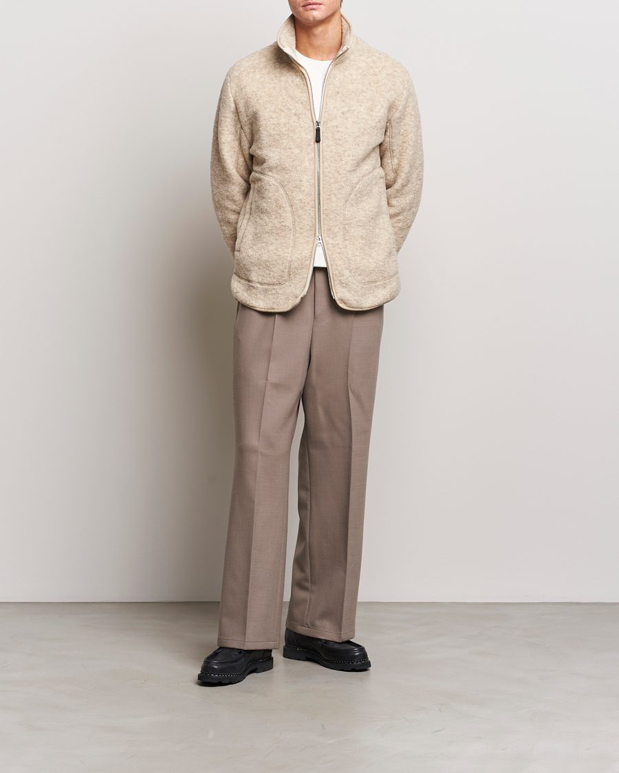 Uomini | Maglieria | J.Lindeberg | Dustin Wool Fleece Jacket Oyster Grey