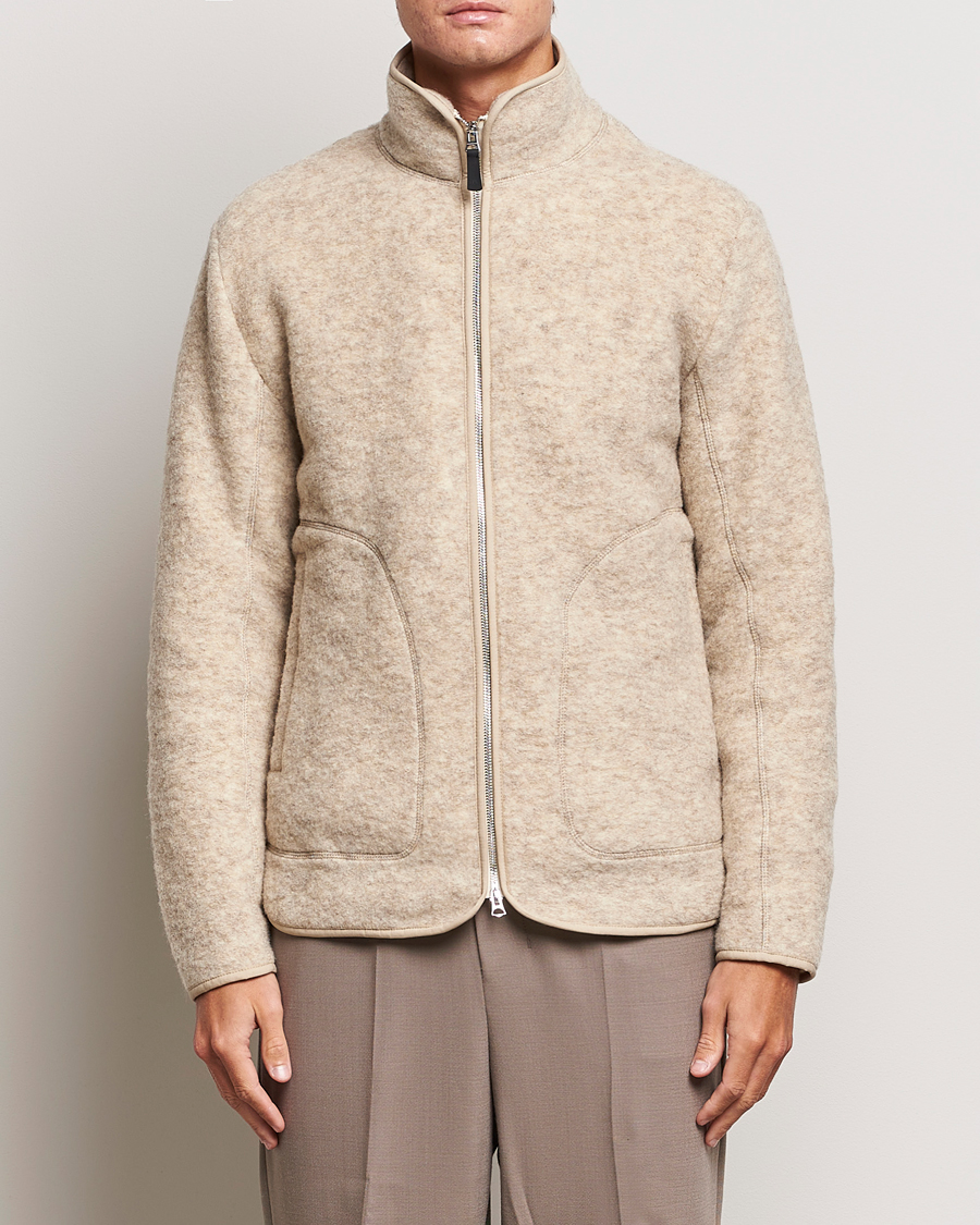 Uomini | Maglieria | J.Lindeberg | Dustin Wool Fleece Jacket Oyster Grey