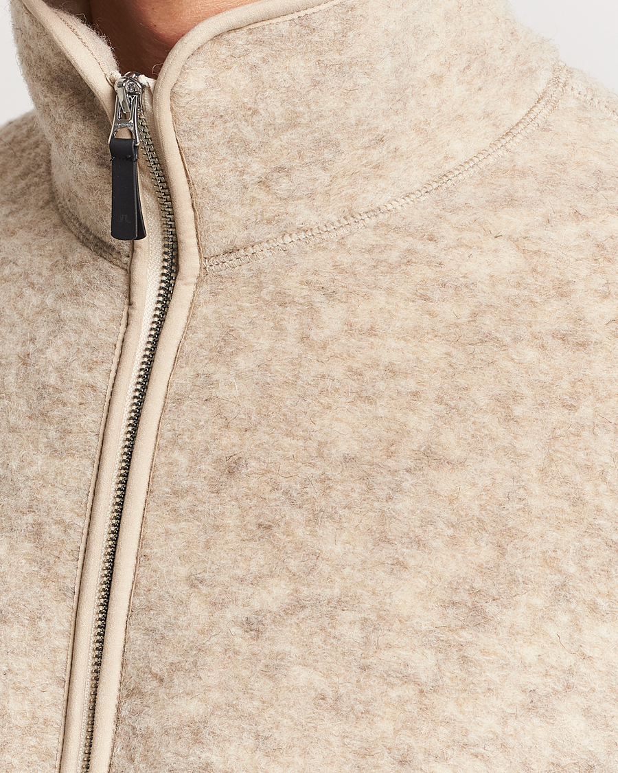 Uomini | Maglieria | J.Lindeberg | Dustin Wool Fleece Jacket Oyster Grey