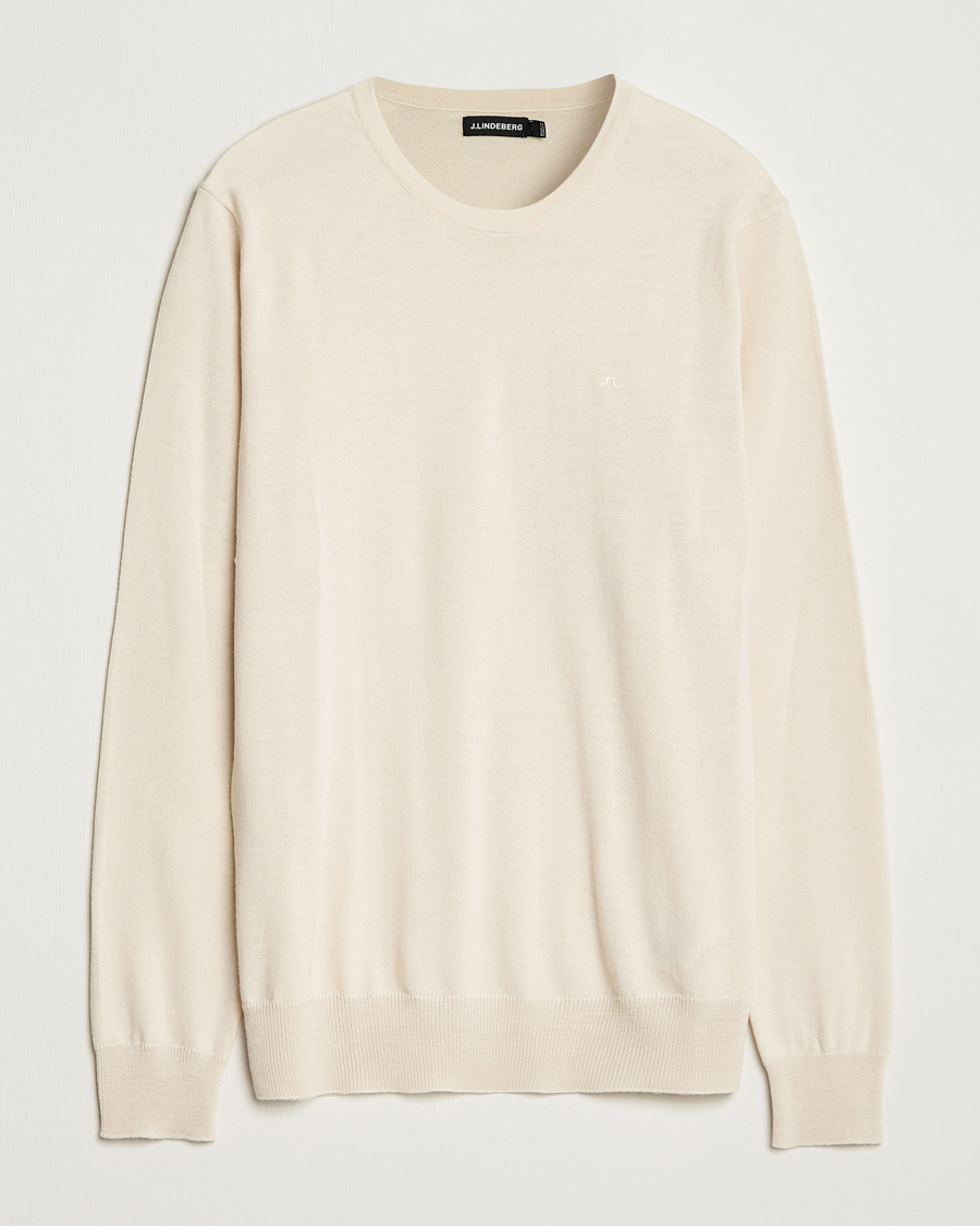 Uomini | Maglieria | J.Lindeberg | Lyle True Merino Crew Neck Pullover Oyster Grey