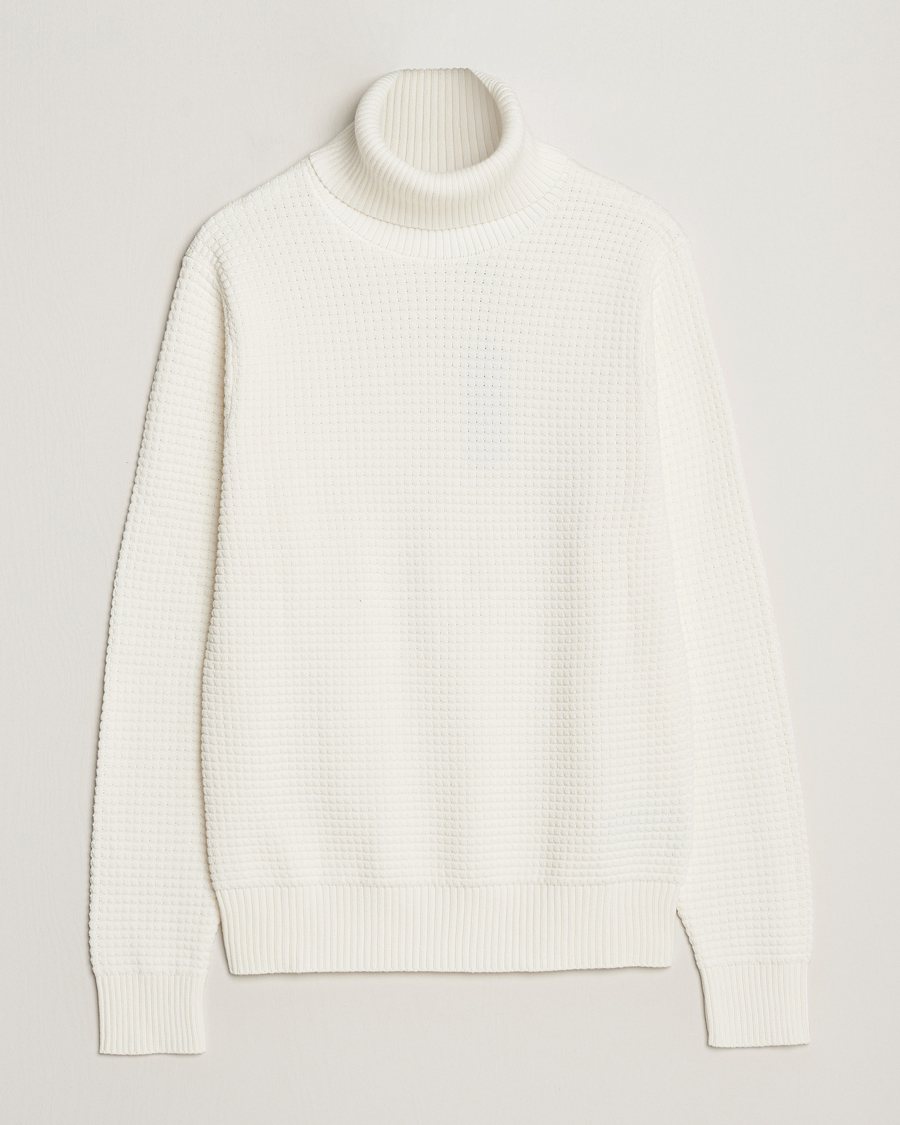 Uomini | Maglieria | J.Lindeberg | Olivero Cotton Turtle Sweater Cloud White
