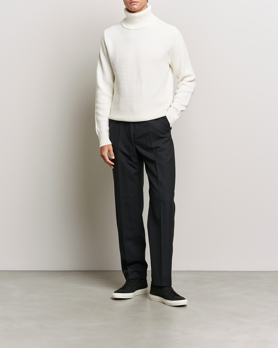 Uomini | Maglieria | J.Lindeberg | Olivero Cotton Turtle Sweater Cloud White
