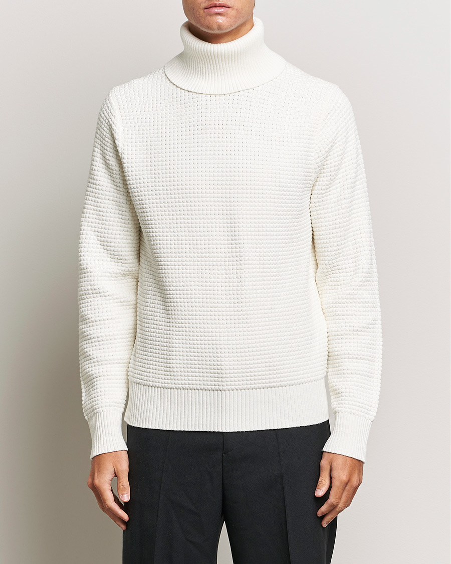 Uomini | Maglieria | J.Lindeberg | Olivero Cotton Turtle Sweater Cloud White