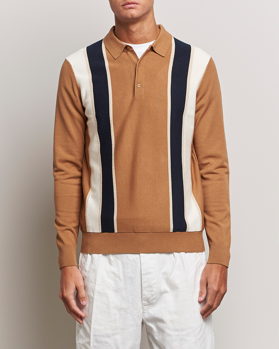 Uomini | Maglieria | J.Lindeberg | Heden Striped Knitted Polo Chipmunk