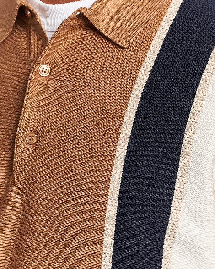 Uomini | Maglieria | J.Lindeberg | Heden Striped Knitted Polo Chipmunk