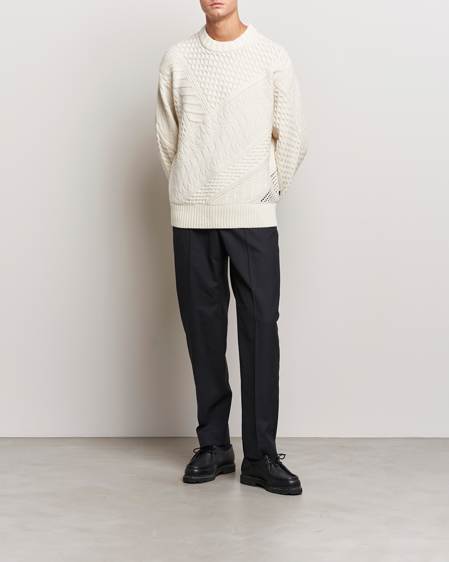 Uomini | Maglieria | J.Lindeberg | Savio Cable Knit Mock Neck Cloud White