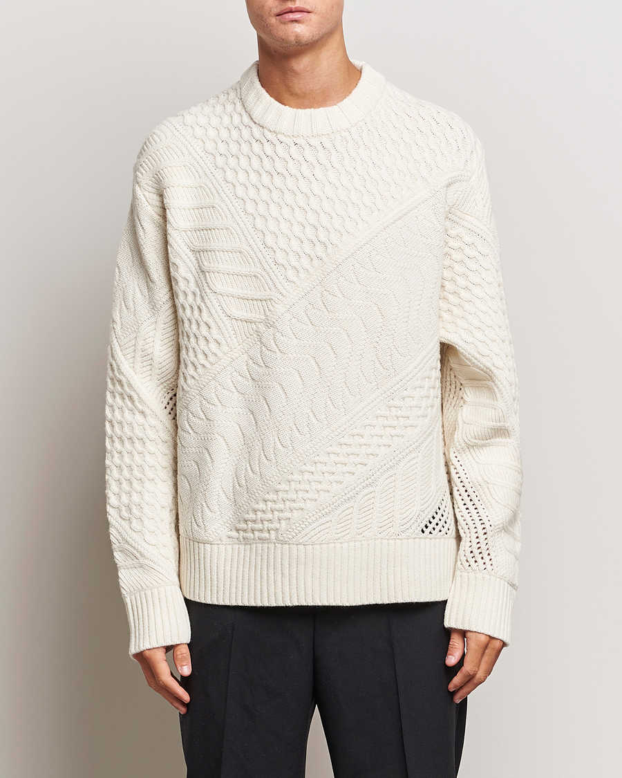 Uomini | Maglieria | J.Lindeberg | Savio Cable Knit Mock Neck Cloud White