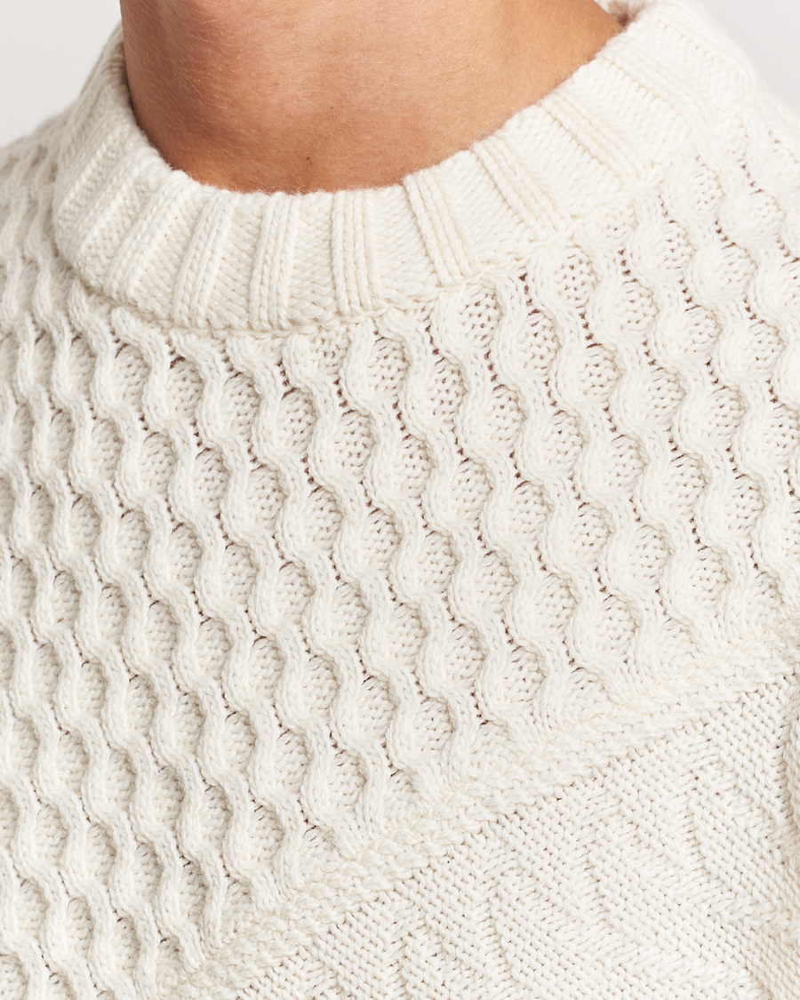 Uomini | Maglieria | J.Lindeberg | Savio Cable Knit Mock Neck Cloud White