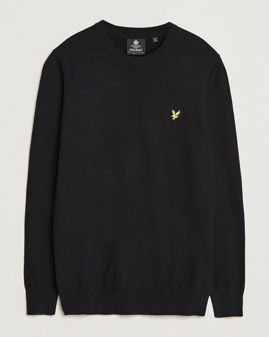 Uomini | Maglieria | Lyle & Scott | Cotton/Merino Crew Neck Jumper Jet Black