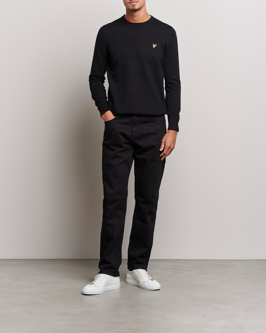 Uomini | Maglieria | Lyle & Scott | Cotton/Merino Crew Neck Jumper Jet Black